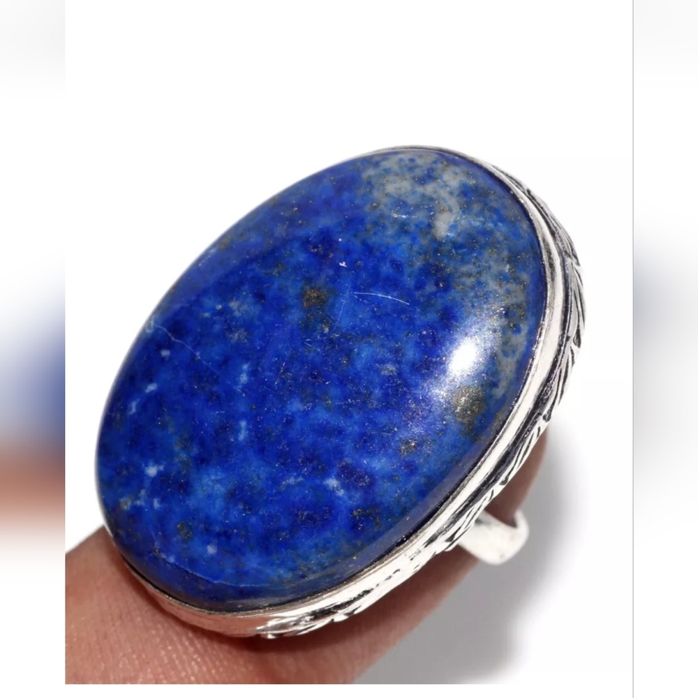 NWOT 925 Silver Plated Lapis Lazuli ? Ring Jewelry Size Us 6